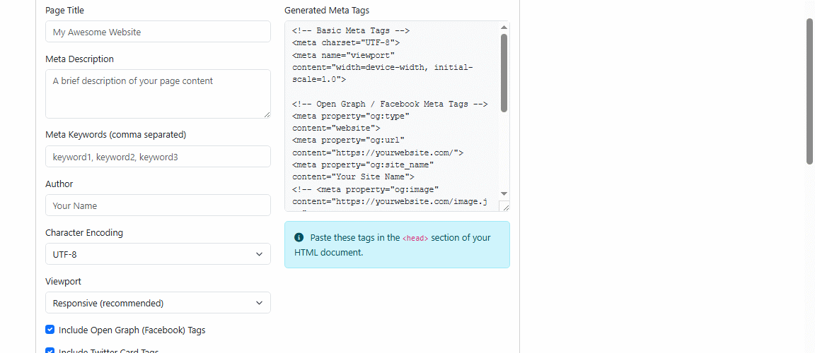 Author Meta Tag Generator